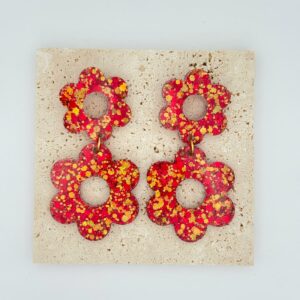 Boucles Double fleur - Sorbet grenade