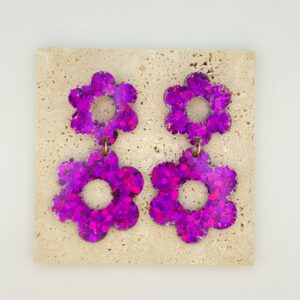 Boucles Double fleur - Nuit pourpre