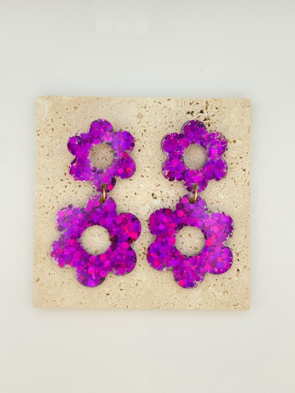 Boucles Double fleur - Nuit pourpre