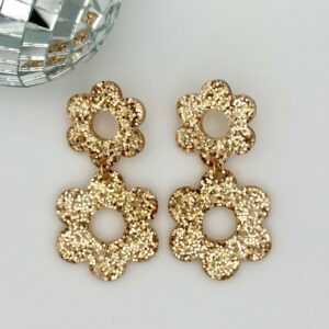 Boucles Double fleur - Champagne doré