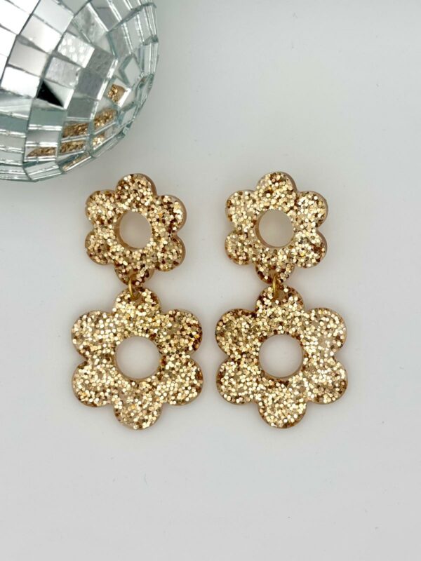Boucles Double fleur - Champagne doré
