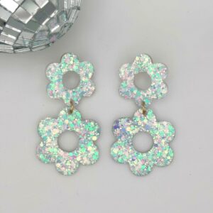 Boucles Double fleur - blanc nacré