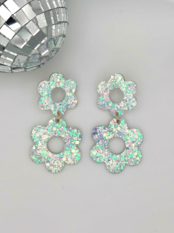 Boucles Double fleur - blanc nacré