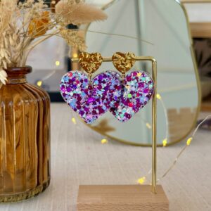 Boucles Coeur à coeur - Lilas givré