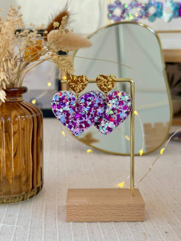 Boucles Coeur à coeur - Lilas givré